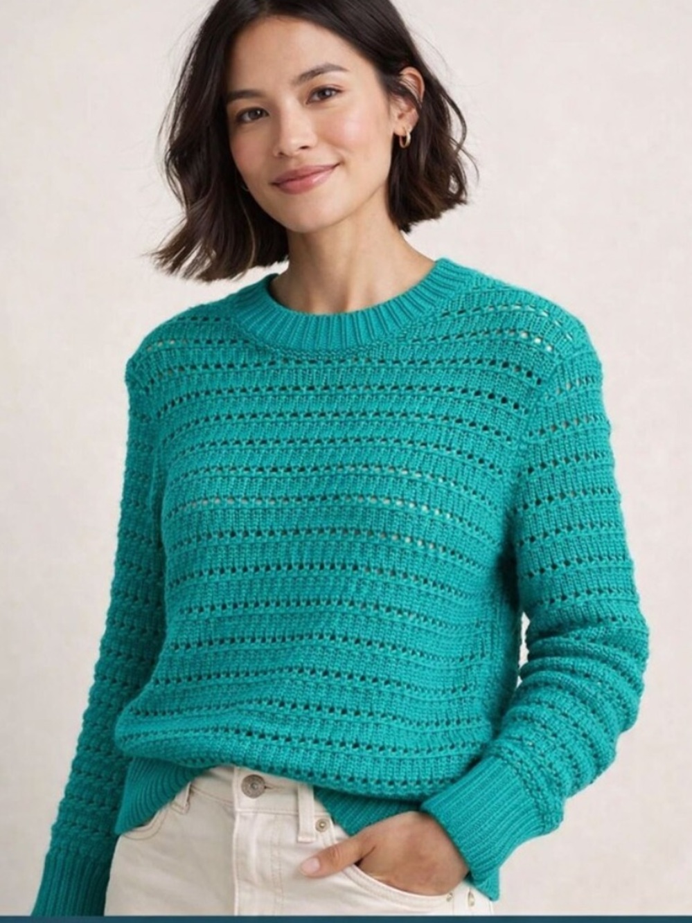 J. Crew Balloon Sleeve Pointelle Sweater